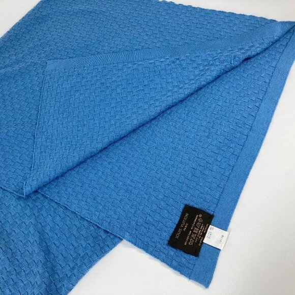 LOUIS VUITTON M75595 Micro Damier Scarf Cashmere / cotton blue - Picture 11 of 13